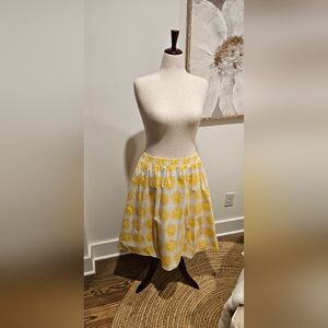 LEMONS!!! 🍋🍋🍋 Katie Kime Chic Yellow Lemon  Patterned Midi Skirt